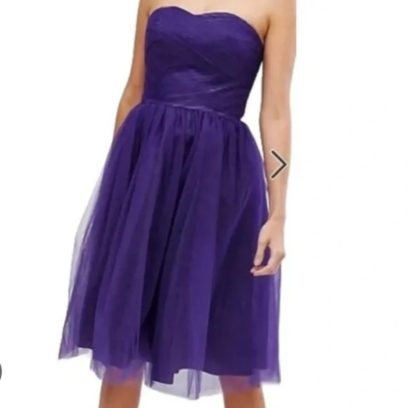 Hell Bunny Vixen Purple Strapless Tulle Midi Dress - Picture 4 of 8